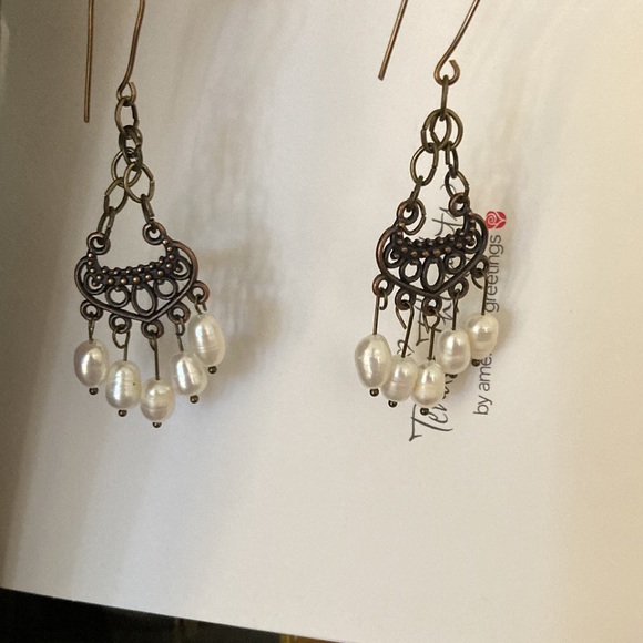Earrings with pearls, chandelier style - Picture 6 of 7